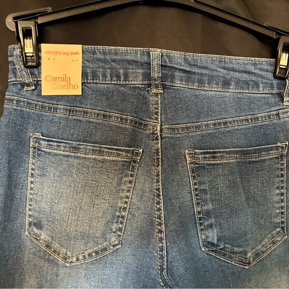 Camila Coelho Crystal Rhinestone Jeans Size 2 Medium Wash Straight Leg Fancy NWT - Picture 10 of 14